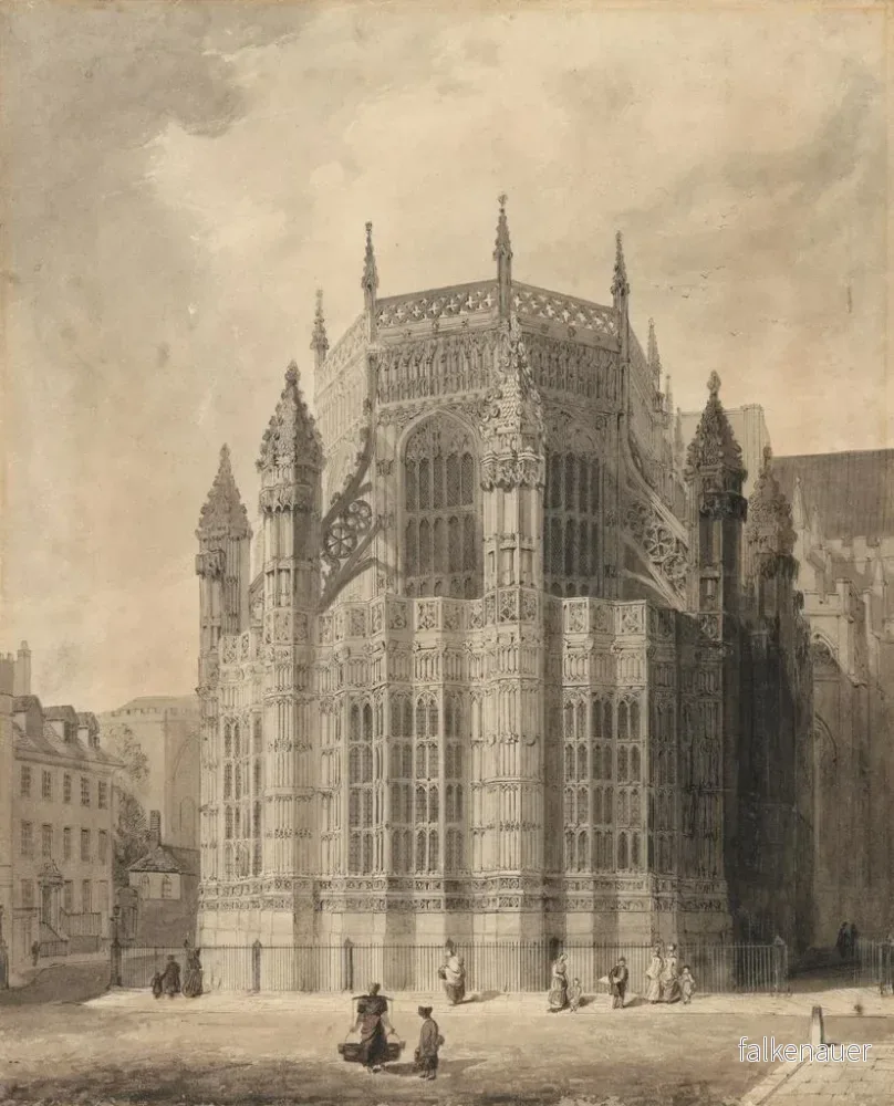 L utställning av Westminster-klostrets Henri VII-kapell - Augustus Charles Pugin | Konsttryck - Bild 2