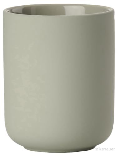 Zone Denmark Ume tandborstmugg, tandborsthållare, tillverkad av stengods/keramik, vackert & praktiskt badrumstillbehör, diameter 8,3 cm, höjd 10,3 eukalyptusgrön 5708760681464