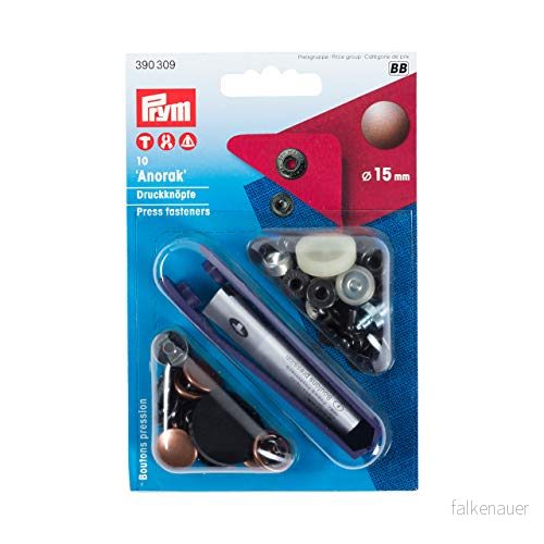 Prym Anorak Koppar (15mm) Icke Sömnad Tryck på Fästelement 10 Bitar 4002273903091