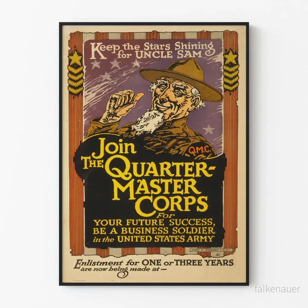 Vintage militär poster Quartermaster Corps väggdekoration