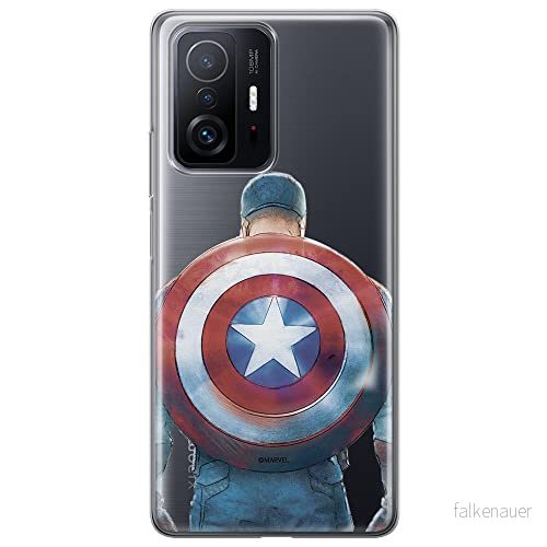 ERT GROUP mobiltelefonfodral för Xiaomi 11T 5G / PRO originalt och officiellt licensierat Marvel mönster Captain America 002 anpassad till formen på mobiltelefonen, gedeeltelijk transparant 5904805554377