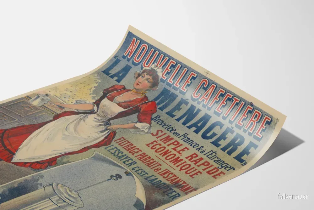 Vintage affisch av ny kaffekanna La Ménagère – retro väggdekoration för kök - Bild 3