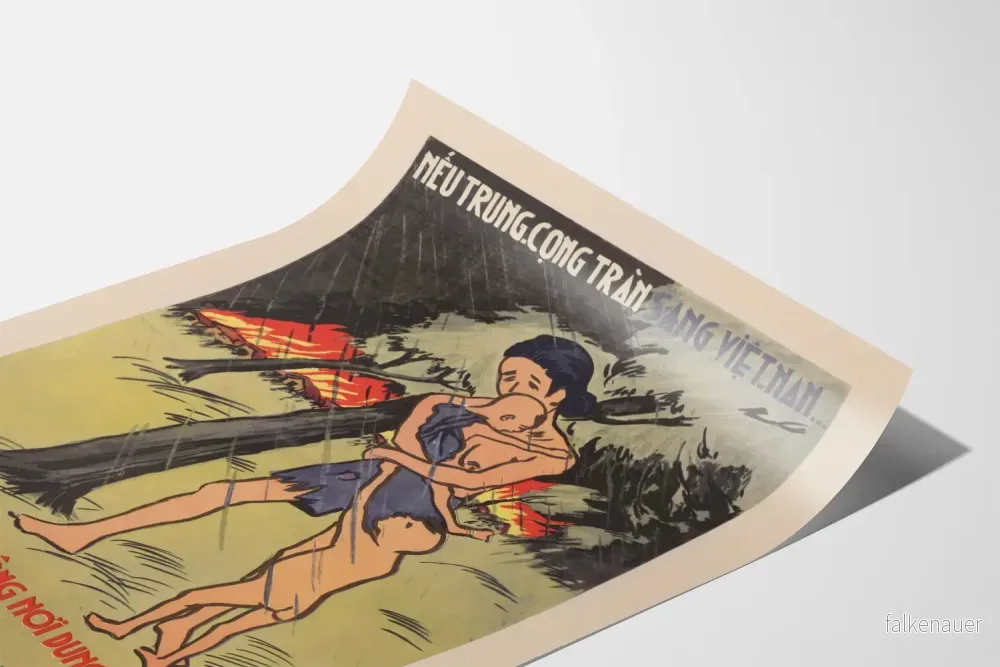 Väggposter med vietnamesisk vintagekonst - kamp mot den kommunistiska invasionen - Bild 3