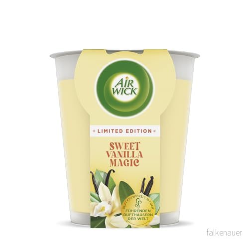 Air Wick må bra doftljus XL i glas doft: Sweet Vanilla Magic upp till 40 timmars brinntid Innehåller naturliga eteriska oljor 220 g 4251758423689