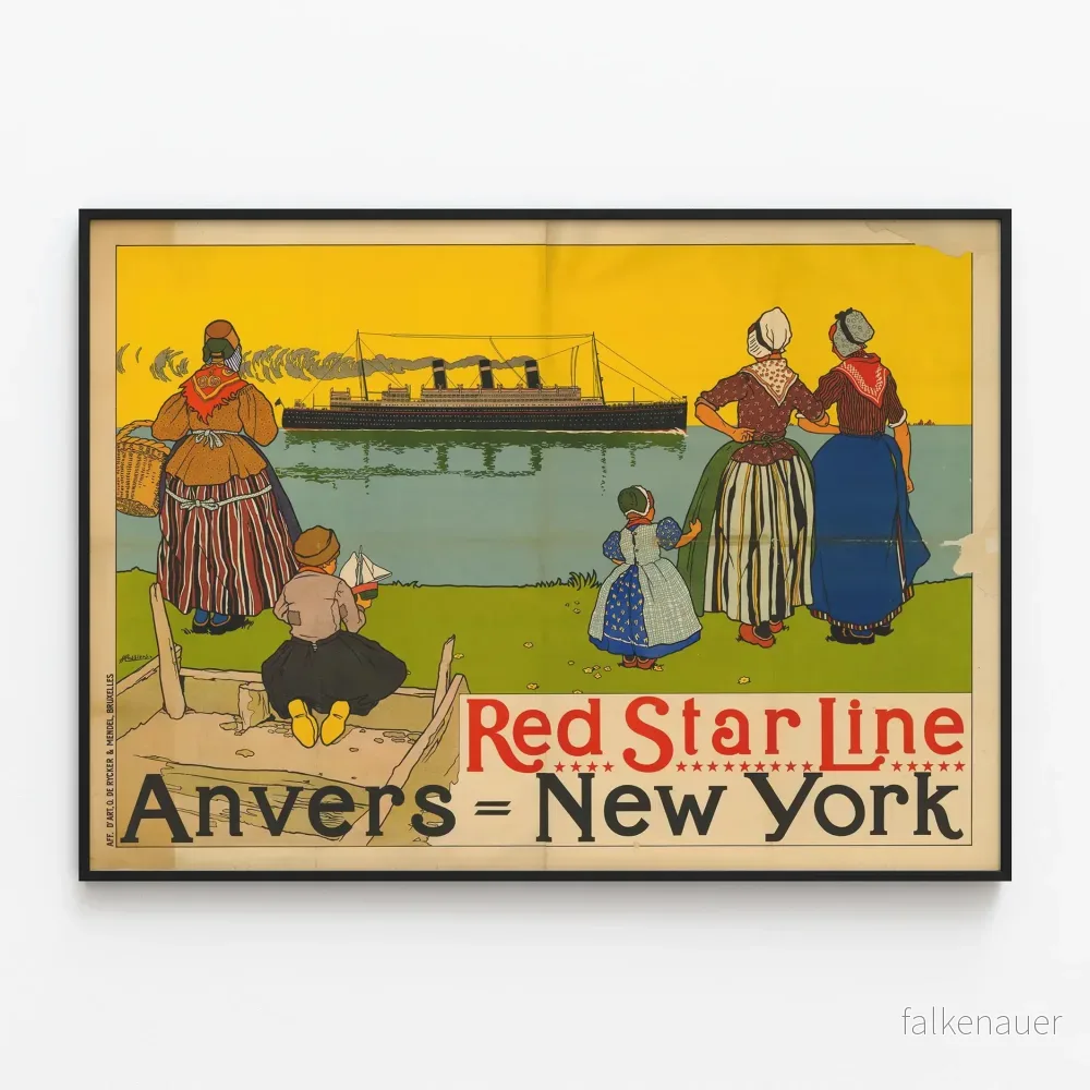 Vintageaffisch Red Star Line Antwerpen New York – Väggdekoration Poster Vintageaffisch Red Star Line Antwerpen New York – Väggdekoration Poster