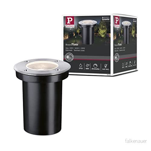 Paulmann 94390 LED infälld golvlampa golv IP65 dimbar utomhusbelysning rostfritt stål utomhu trädgård GU10 4000870943908