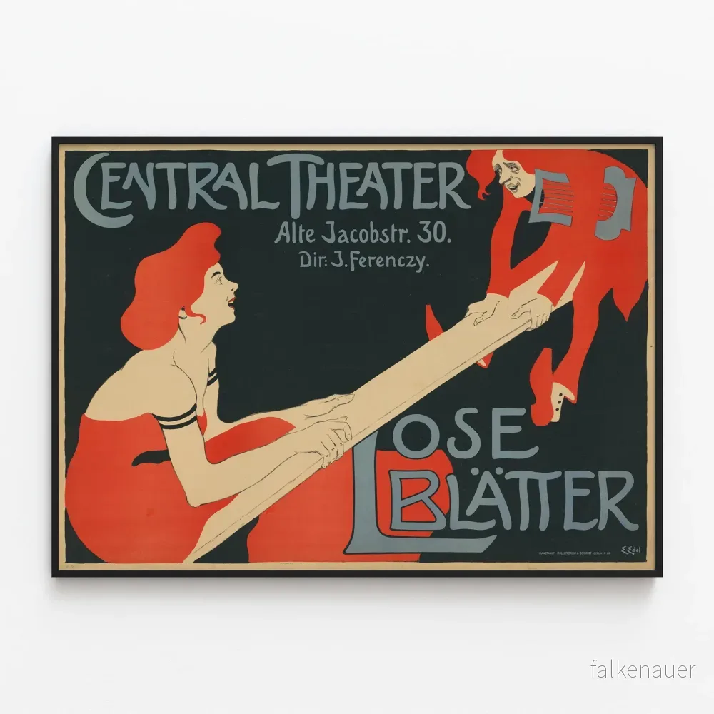 Vintager poster av Central Theater – Lose Blätter Vintager poster av Central Theater – Lose Blätter