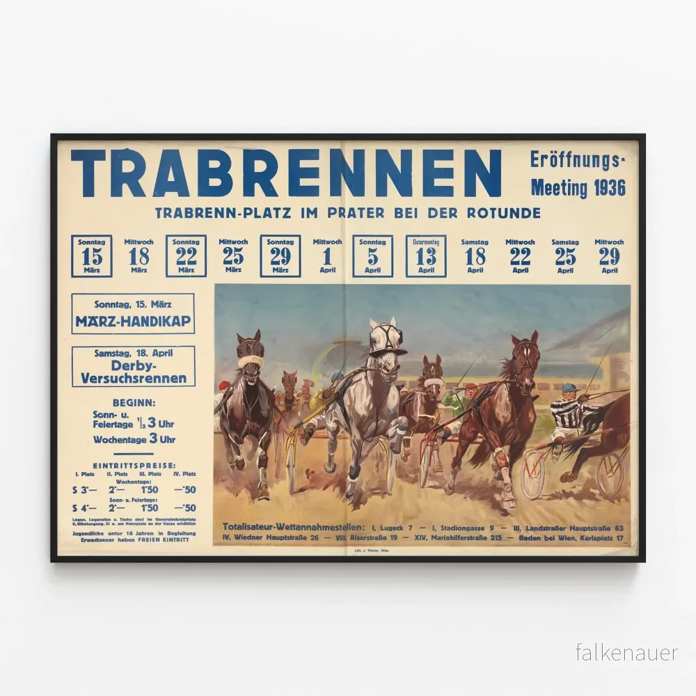 Posters Evenemang Prater Hippodrom 1936 - Trotlöpning med Sulky