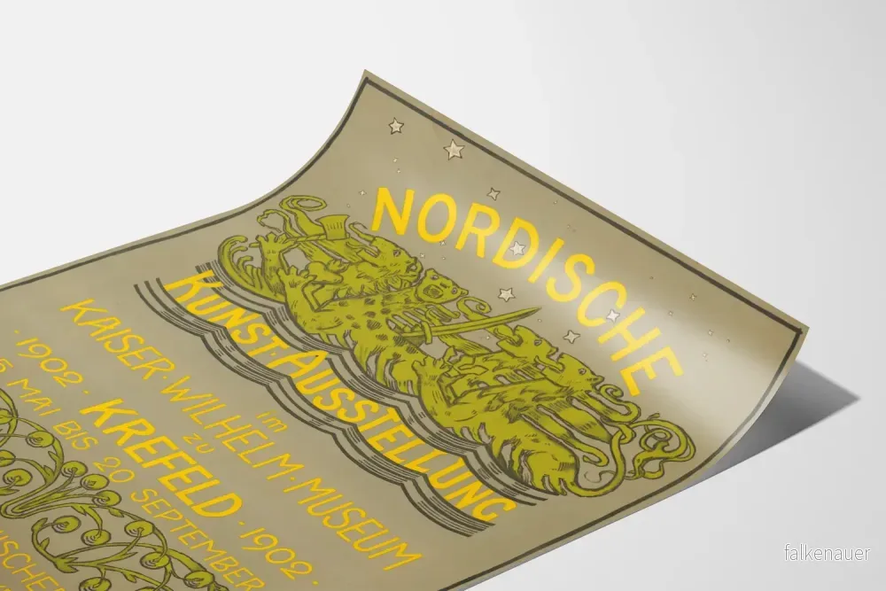 Vintageaffisch för utställning av nordisk konst i Krefeld 1902 - Bild 3