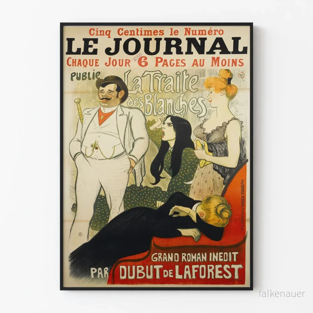 Gammal poster Le Journal La Traite des Blanches – Vintage väggdekoration Gammal poster Le Journal La Traite des Blanches – Vintage väggdekoration