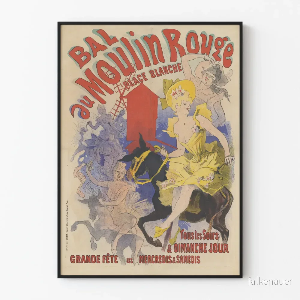Vintageaffisch Bal på Moulin Rouge - Parisisk väggdekoration