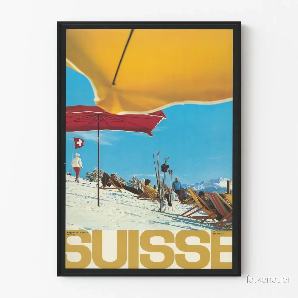 Vintageposter för skidor Schweiz - Lémanregionen Villars