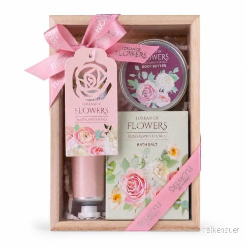 Accentra Badset presentset för kvinnor i DREAM OF FLOWERS en vacker presentförpackning 3 delat vårdset med handkräm, kroppssmör och badsalt alla hjärtans dag mors 4015953715648