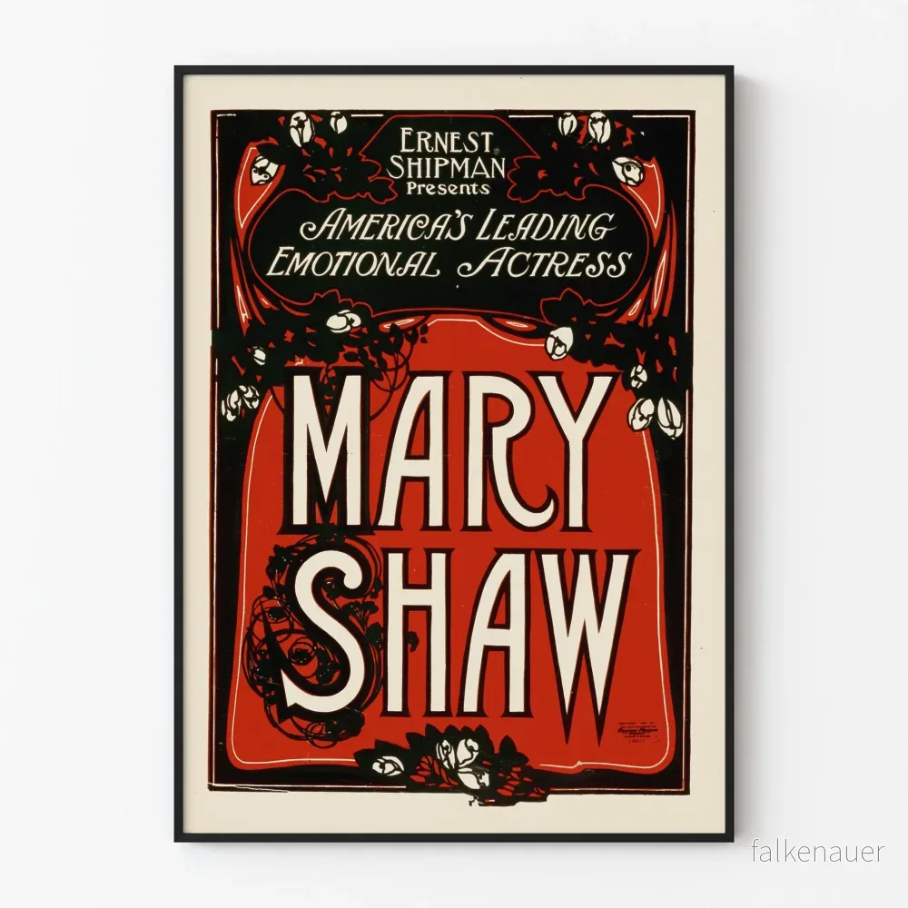 Vintageposter av Mary Shaw, amerikansk känslosam skådespelerska