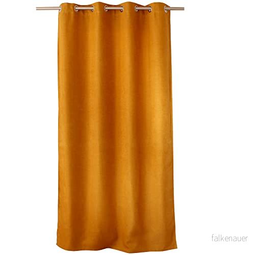 ED ENJOY HOME Gängad mörkläggningsgardin med öljetter, 135 x 240 cm, senapsgul, 100% polyester, floppy kollektion 3661090122385