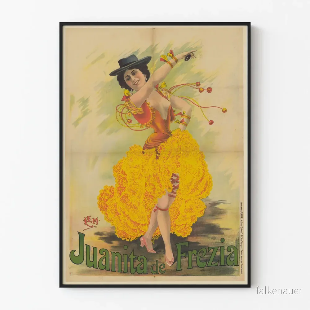Vintageposter Juanita de Frezia, spansk dansare