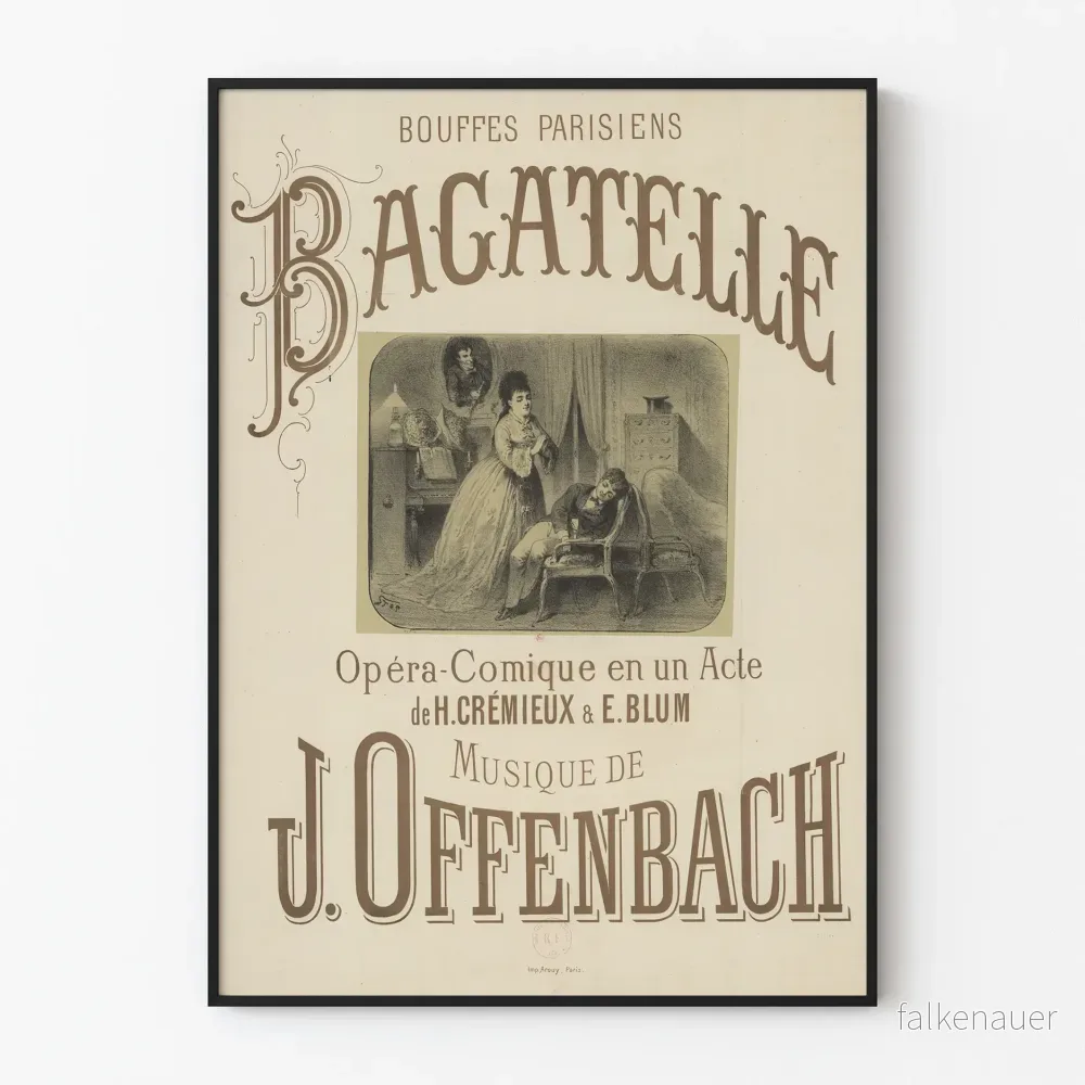 Vintageposter Opéra-Comique Bagatelle av J. Offenbach Vintageposter Opéra-Comique Bagatelle av J. Offenbach