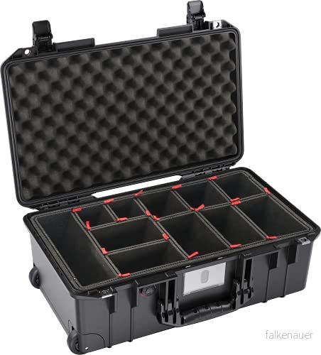 PELI 1535 Air lätt skyddsfodral med hjul kamerautrustning, vatten och dammsäker, 27 l volym, TrekPak indelningssystem (anpassningsbar), färg: svart 19428176402