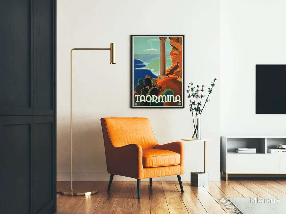 Vintageposter av Taormina med utsikt över Etna och medelhavsinredning - Bild 2