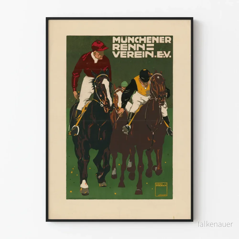 Vintageposter för hästkapplöpning Münchener Rennverein E.V.