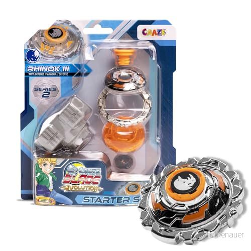 CRAZE Blade Starter Set 2 serie Rhinok Slagssnurra med Spjutkanna, för barn, flerfärgad 4059779048917