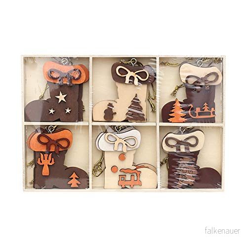 Dekohelden24 Träträdhängare, stövlar som set om 12, mått på varje hänge L/T/H: 6 x 0,3 cm, cm 4250905165458