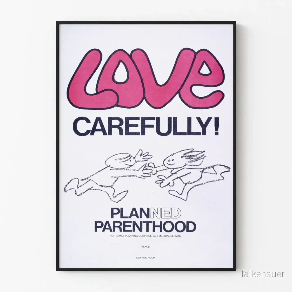 Poster Love Carefully – Väggdekoration Familjeplanering