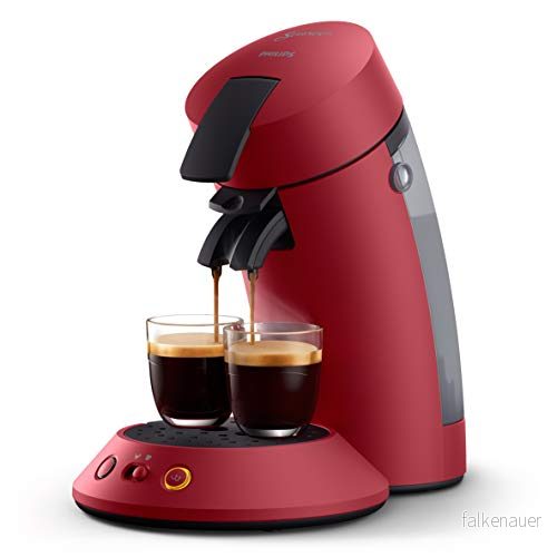 Philips Senseo Original Plus CSA210/90 Kaffepadmaskin (val av kaffestyrka, Coffee Boost teknik, tillverkad återvunnen plast), röd 8710103962465