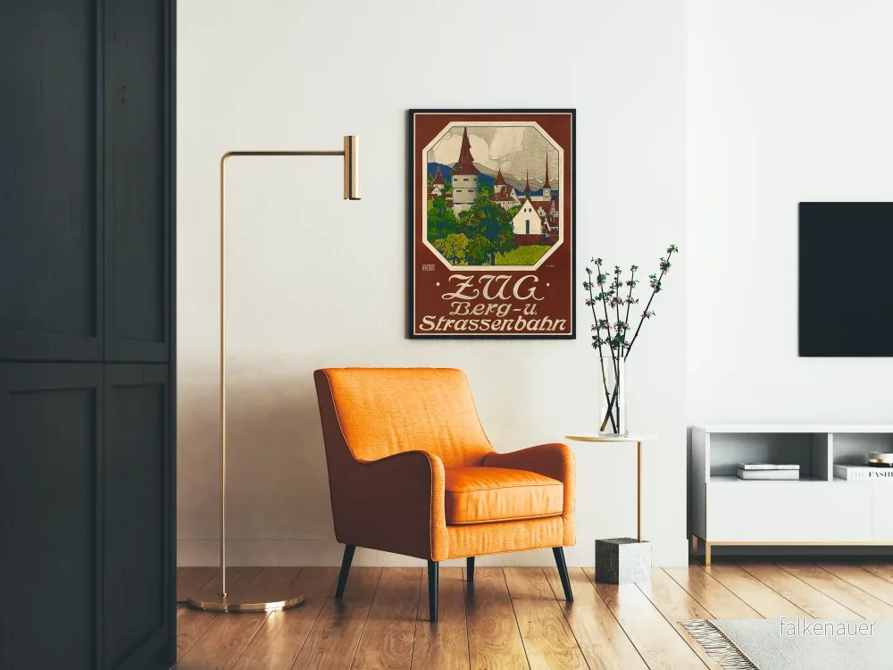 Vintageposter Zug Berg- och stadståg, schweiziska staden - Bild 2
