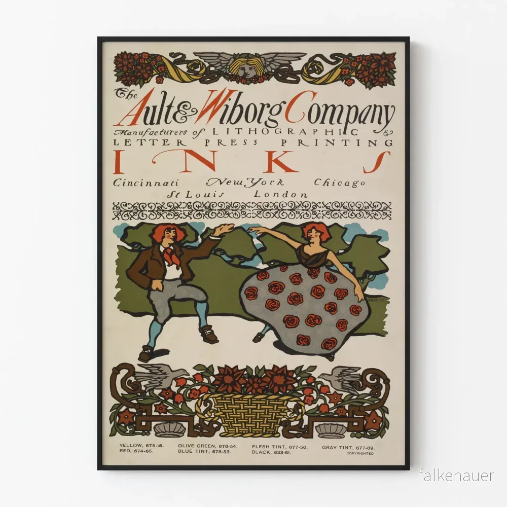 Vintage reklamposter från Ault & Wiborg Company för bläck