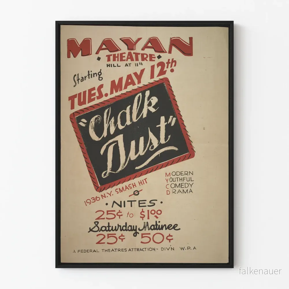 Vintageaffisch för teatern Mayan 'Chalk Dust' 1936