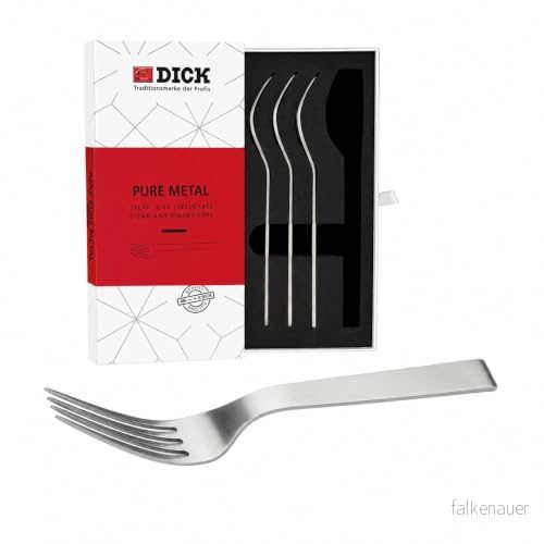 F. DICK Pure Metal Ajax Steak och bordsgaffel Set (Steakgafflar i 4 delar, gaffel av högkvalitativt stållegering) 91586000, rostfritt stål 4009215193237