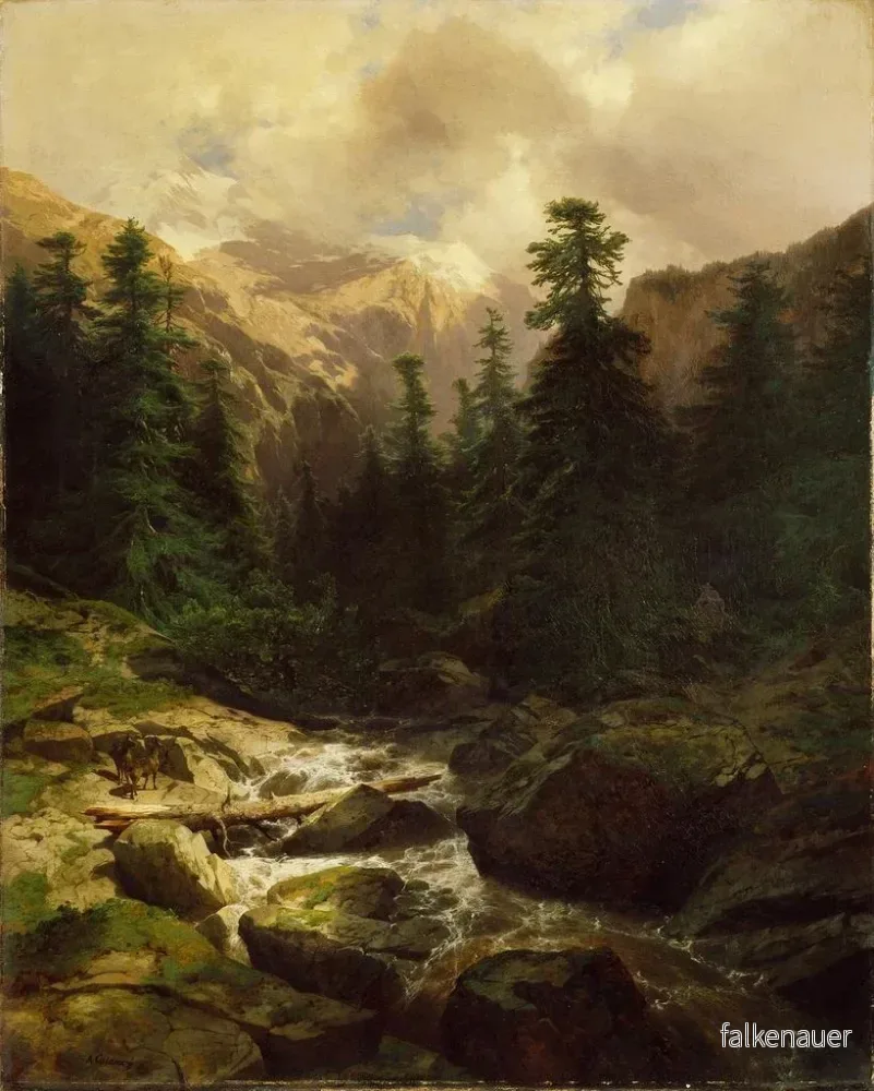 Målning Souvenir de Rosenlaui Schweiz - Alexandre Calame | Konsttryck - Bild 2
