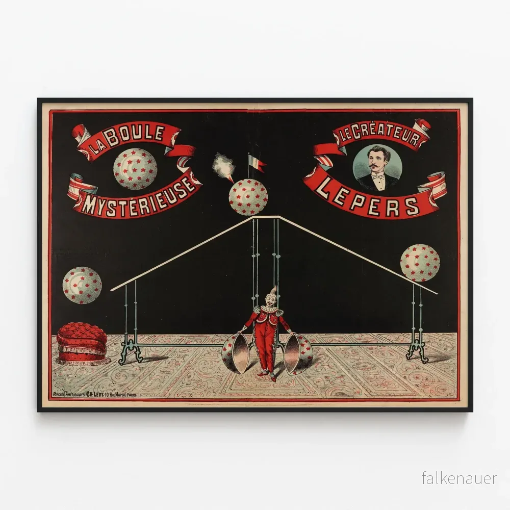 Vintageposter La Boule Mystérieuse av skaparen Lepers