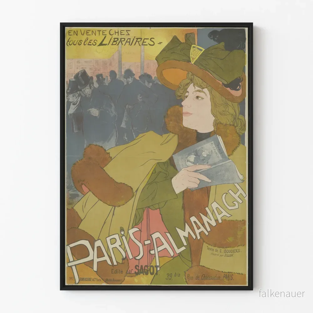 Vintageposter Paris Almanach för väggdekoration