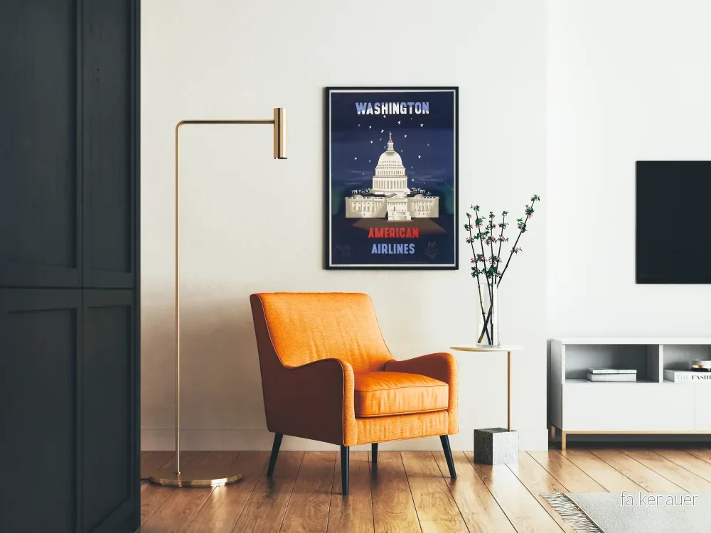 Vintage Washington American Airlines Poster Väggdekoration - Bild 2