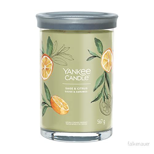 Yankee Candle Signature doftljus Salvia och citrus stort dricksglas med dubbla vekar Sojavaxblandning långt brinnande ljus perfekta gåvor för kvinnor 5038581142845