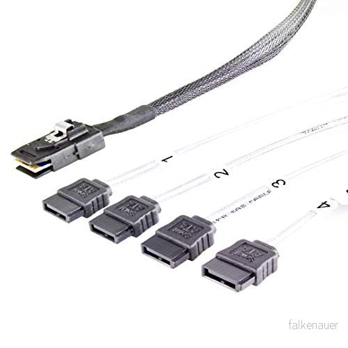 FANTEC SRC mini SAS till 4 x SATA kablar (SAS SFF8087 SATA, 6 Gbit/s per port, för serverhus i serien) 4250273421668
