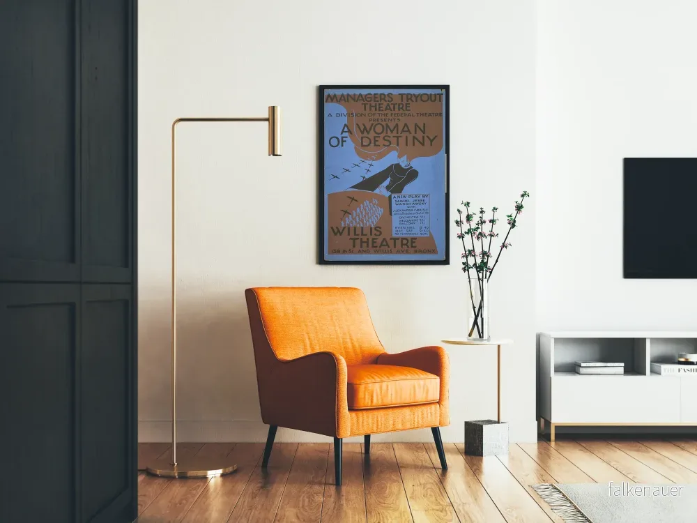 Vintage teaterposter A Woman of Destiny – Konstnärlig väggdekoration - Bild 2