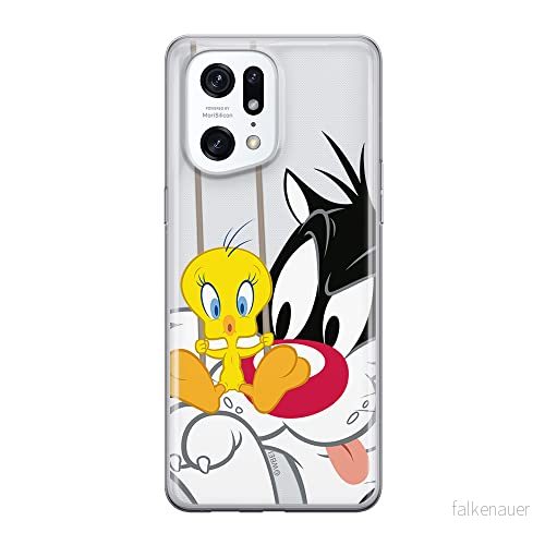 ERT GROUP mobiltelefonfodral för Oppo FIND X5 PRO originalt och officiellt licensierat Looney Tunes mönster Sylvester & Tweety 002 anpassad till formen på mobiltelefonen, gedeeltelijk transparant 5905511407384
