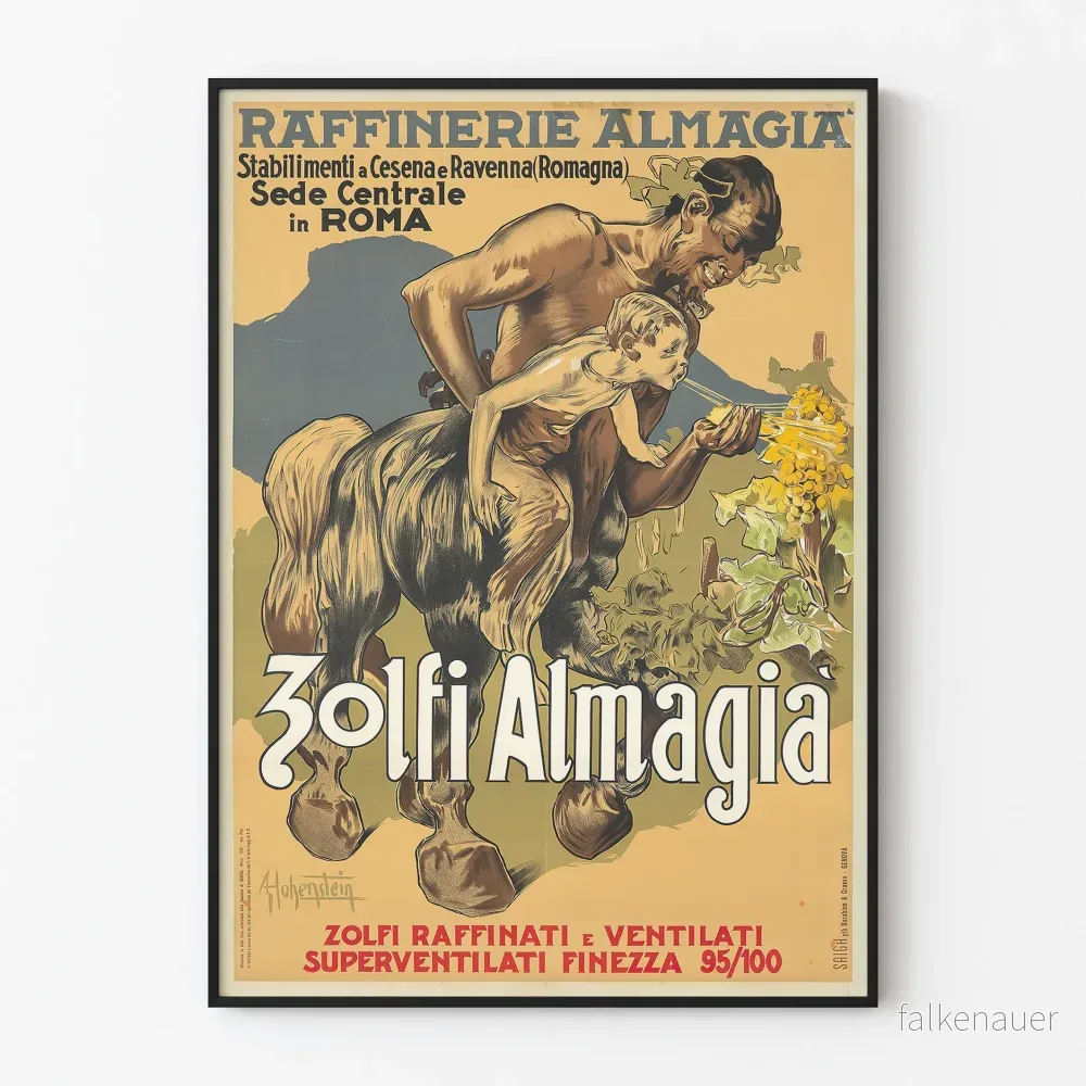 Vintageposter Zolfi Almagia Industriell väggdekoration