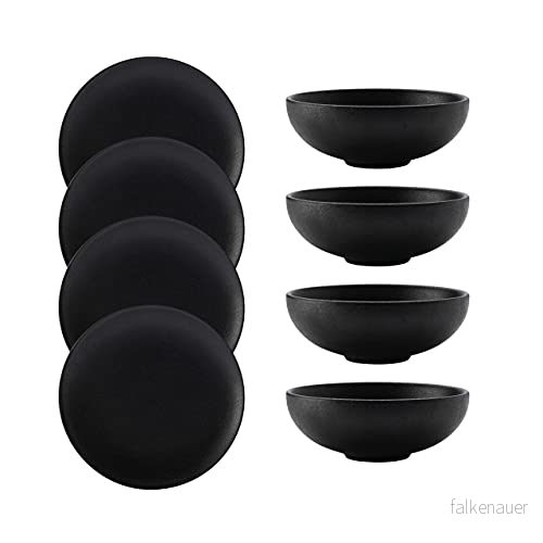 Maxwell & Williams AX0002 01 middagsset 8 stycken, 4 x tallrikar, skålar caviar svart, matt svart keramik 4001852070438