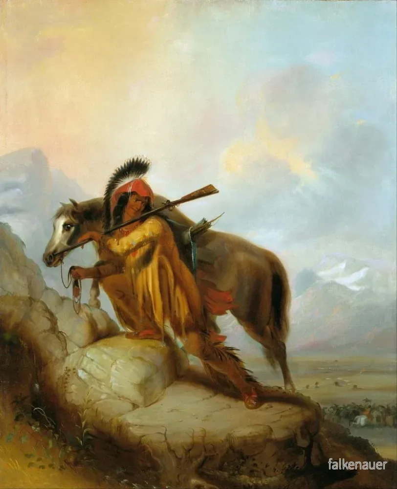 Målning Le Scalp-Lock (Konflikt de cas) - Alfred Jacob Miller | Konsttryck - Bild 2