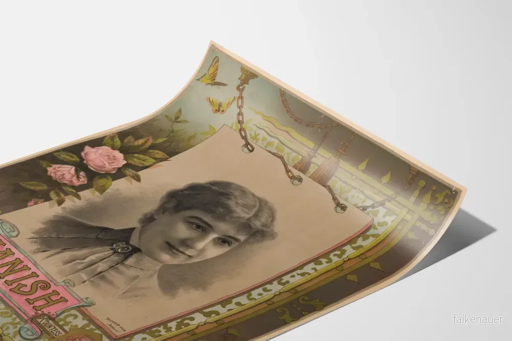 Vintage porträttposter av en dekorativ kvinnlig figur, Janish Countess Arco - Bild 3