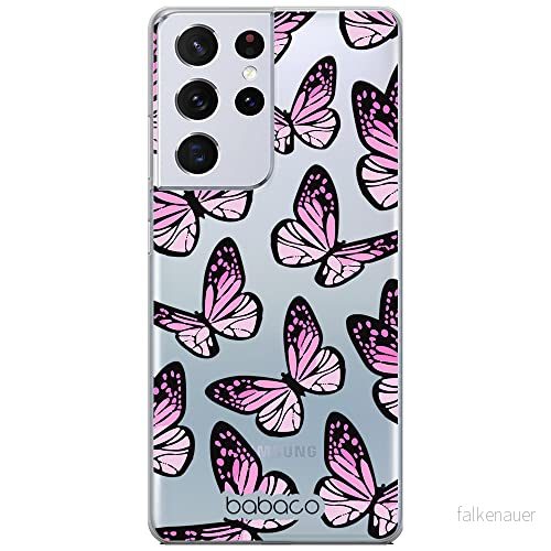ERT GROUP mobiltelefonfodral för Samsung S21 ULTRA originalt och officiellt licensierat Babaco mönster Butterflies 002 optimalt anpassad till formen på mobiltelefonen, gedeeltelijk transparant 5904805714733