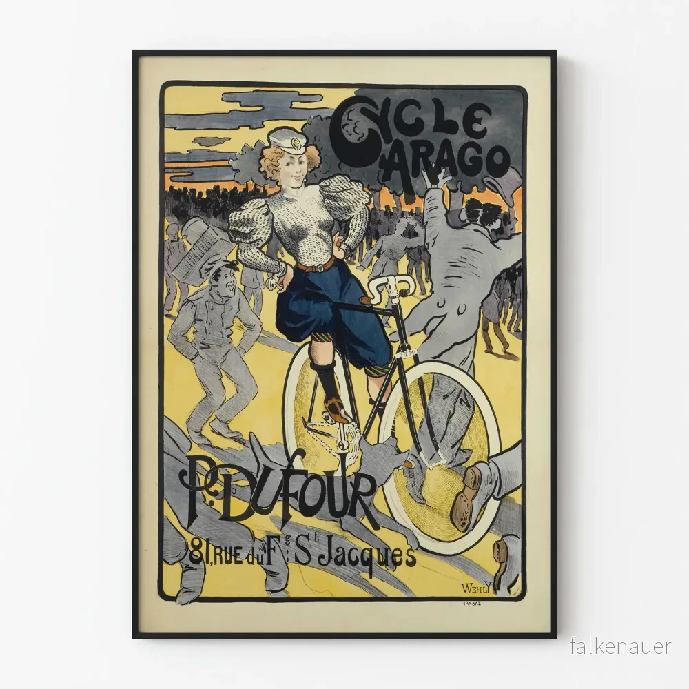 Vintageaffisch Cykel Arago P. Dufour 81 Rue du Faubourg Saint-Jacques