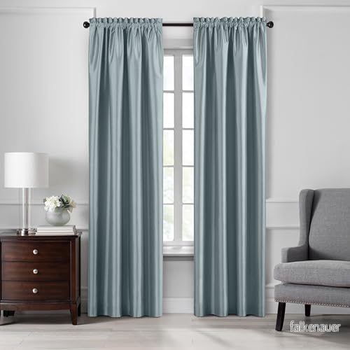 Elrene Home Fashions Colette Falskt siden mörkläggningsfönstergardinpanel, 132 cm x 213 (52 tum 84 tum), mineral 739550350524