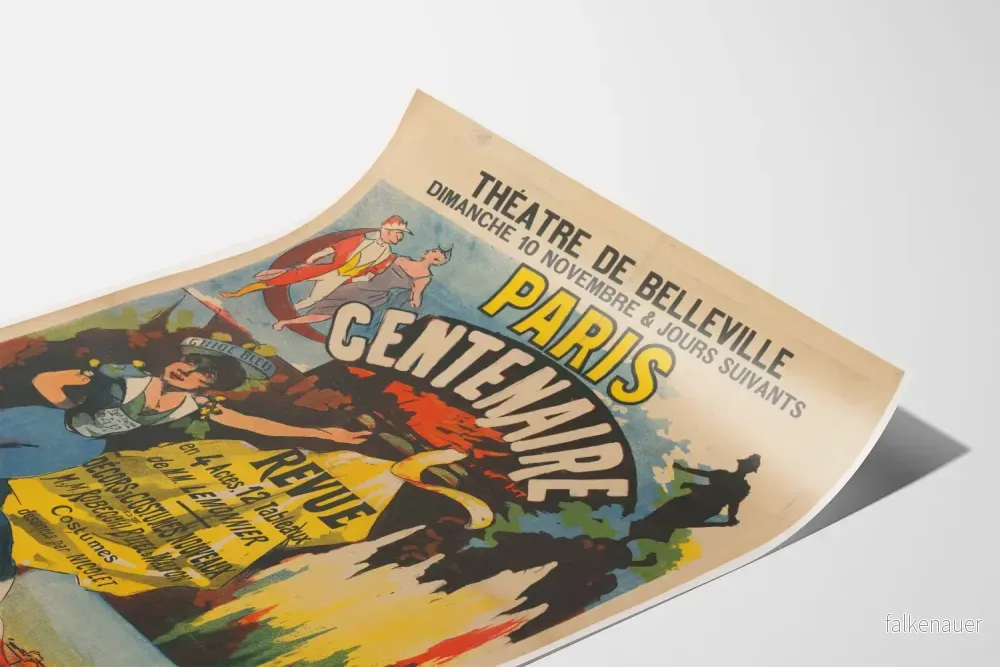 Vintageaffisch Théâtre de Belleville Paris Centenaire Revue - Bild 3