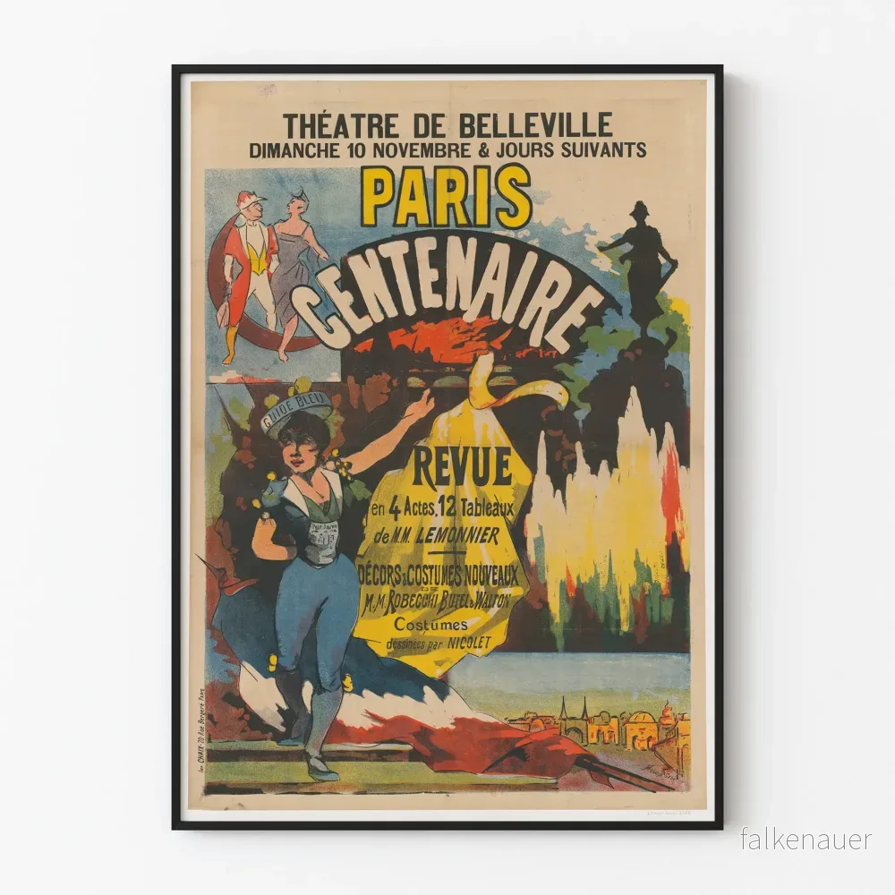 Vintageaffisch Théâtre de Belleville Paris Centenaire Revue