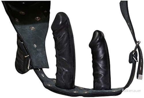 Zado Lädersnöre med 3 dildos Sträng, Svart, S/M 4024144426522